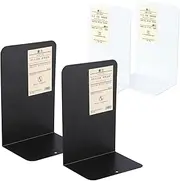2PCS Heavy Duty Metal Bookends Decorative Book Ends Office Stationery Hold Book Shelf Holder Home Decorative, Metal Bookends, Bookend Supports, Book Stoppers (White)