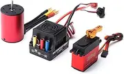 LAPOOH 5200KV Brushless Motor 3650 Waterproof Motor with 60A Brushless ESC 2-4S Lipo 25KG Digital Servo for 1/8 1/10 RC Car