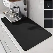 LIMNUO Coffee Mat,Coffee Maker Mat for Countertops, Absorbent Dish Drying Mat for Kitchen Counter, Under Coffee Maker Coffee Machine Coffee Pot Espresso Machine Dish Rack (Black, 80 x 43 cm)