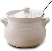 Round Ceramic Casserole Dish with Lid, White Ceramic Soup, Heat-Resistant Ceramic Casserole, Ceramic Cooking Pot-4L