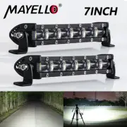 Pair 7" Mini LED Work Light Bars Spot Flood Offroad Driving ATV 4WD SUV UTV UTE