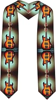 [SKKNT] Guitar Bass Music Musical Instrument Print Graduation Shawl Stole For Academic Commencements Honor Sash Congratulations Gift, Sharp Corner, One Size