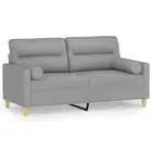 2-Seater Sofa with Cushions Lounge Couch Loveseat Futon Chair Fabric Grey 140cm