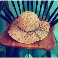 在飛比找樂天市場購物網優惠-✤宜家✤時尚夏日遮陽草帽 可折疊沙灘遮陽帽3