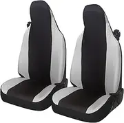 Auto Accessori Lupex Car Seat Covers Compatible with Smart Fortwo, 450 451 and 453, Made in Italy, Polycotton Fabric (Black - Light Grey)