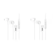 2x Laser USB-C Silicone Tip Earphones 1.2m w/Microphone For iPhone/Samsung White