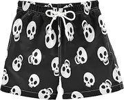 [RPLIFE] Swimming Clothes for Boys, Anti Chafe Swim Trunks Boys 2 T, Cartoon White Skulls Black Eye