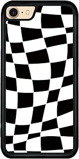 aiyaya for iPhone SE 2020 iPhone 8 iPhone 7 Case Cute Black White Checkered Checker Plaid Phone Case for Teen Girls Women - 4.7 Inch