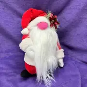 Folk Art Santa Claus Gnome Hand Crafted Christmas Whimsy 11x7" Floral