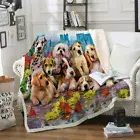 Soft Cute Dog Plush Sherpa Blanket Single Double Size Sofa Couch Throw Rug Bed