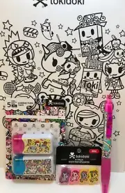 Tokidoki x Gift Set-Correction Tape, Eraser, Pen & Coloring Page. Free Shipping!