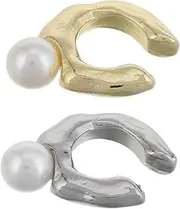 [Healeved] 2 Pcs Vintage Pearl Ear Clips Non Pierced Earrings for Women Elegant Decorative Ear Bone Jewelry Unique Design for Enhanced Confidence