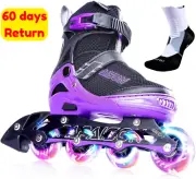 djustable Inline Skates Light-Up Wheels Outdoor Roller Skates Kids Adults Girls