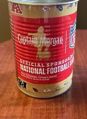 Captain Morgan Rum NFL Drinking Tin Can Spice You Up ~ Kick Off With The Captain