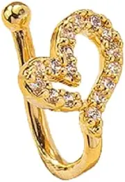 [Generic] Love Heart Clip On Nose Ring Vintage Heart Fake Nose Ring Hollow Heart Nose Cuff Hoop Ring Non Pierced Nose Ring Jewelry for Women