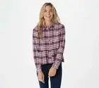 NWT Rachel Hollis Ltd. Button Front Flannel Peplum Top Medium A368009