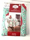 Brand New Holiday Time Santa Claus Tablecloth: 70" Diameter red /blue dots