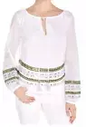 Tory Burch White Madeline Sequin Hem Peasant Blouse Size 0
