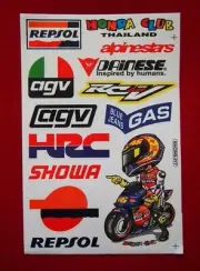 Sticker Sheet - Assorted Motorcycle - 12 Stickers - Sheet measures 18 x 27cm