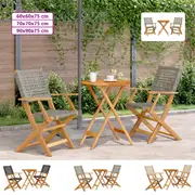 Garden Dining Set Table and Chairs Patio Poly Rattan and Solid Wood vidaXL