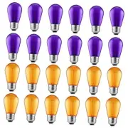 S14 Purple and Orange LED Light Bulbs, 24 Count (Pack of 1) Purple Orange