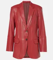 [Brunello Cucinelli] Brunello Cucinelli Leather Blazer AU 14 black