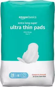 Ultra Thin Pads with Flexi-Wings for Periods, Extra Long Length,