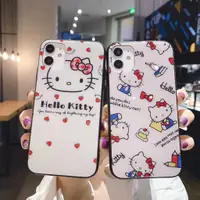 在飛比找蝦皮購物優惠-好運來 卡通凱蒂貓kitty玻璃殼 iPhone 11 12