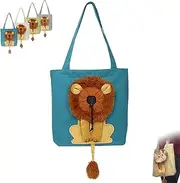 Lion Shaped Dog Carrying Bag, Shoulder Bag Breathable Portable Pet Outing Carrying Bags, Cute Lion-Shaped Cat Dog Carrier Chest Bags, for Small Cats and Dogs (Blue,Large)