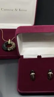 Camrose & Kross JBK Jacqueline Kennedy Gold Plated Pendant Necklace Earrings Set
