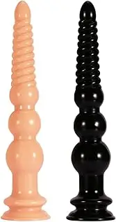 Anal Beads Trainer with Suction Cup,Butt Plug Cone Anal Stretcher, Soft Silicone Butt Plug Thread G Spot Dildo,Anal Sex Toy Expander Dildo for Women Men Masturbation (black)