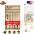 Rose Gold Mirror Polished Cutlery Set for 8 - 48 Pieces Including Steak Knives