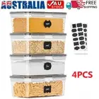 4Pcs 3.2L Cereal Storage Container, Airtight Kitchen Food Grain Boxes Dispenser