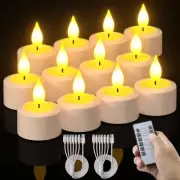 PChero Rechargeable Tea Lights with Remote Timer, 12 Packs Flickering