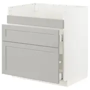 METOD / MAXIMERA base cb f HAVSEN snk/3 frnts/2 drws, white/Lerhyttan light grey, 80x60x80 cm