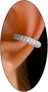 [Stringex] Non Pierced Crystal Ear Cuff Earrings for Teens,14K Gold Plated Cubic Zirconia Hoop Huggie Cartilage Earrings Party Chunky Clip On Earrings Jewelry