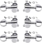 HQDeal 6PCS 3L3R Acoustic Guitar Tuning Pegs Machine Head Tuners, Knobs Tuning Keys, Wear-Resistant, Guitar String Tuning Pegs Machine, Enclosed Locking Tuners for Electric or Acoustic Guitar- Chrome