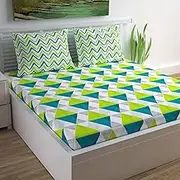 Marusthali jaipuri cotton bedsheets indian bed sheets floral bedspreads rajasthani bed cover sanganeri print bed sheet cotton bedsheet queen set 144 tc 90 x 100 inches (Green white gray)