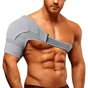 Grey Men Women Belt Sleeve Support Therapy Shoulder Pain Relief