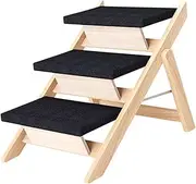 ＡＷＨＡＯ Foldable Pet Stairs, Dog Stairs, Portable, Carpeted, Creative, Stable, with 2 in, for Cars, High Beds, 3 Steps