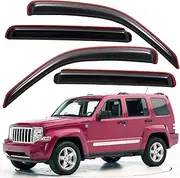 Lightronic WV194964 in-Channel Side Window Deflectors Visors Vent Rain Guards, Dark Smoke, 4-Pieces Set, Fits 2008-2013 Jeep Liberty