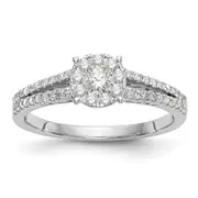 14K White Gold Lab Grown VS/SI+ G+ Diamond Cluster Engagement Ring