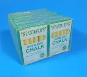 NOS Lot 12 Boxes Standard's Yellow Dustless Chalk New Sealed