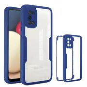 2PCS Integrated 360 Case For Samsung Galaxy A12 Transparent Silicone Full Protection Cover For Galaxy A12 - Blue Samsung A12