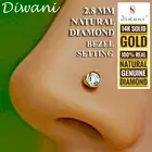 2.8mm Natural VVS Diamond Bezel Set Nose Pin Lip Labret Piercing Stud Screw Ring