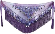 [ANDRESLAD] Sequin Skirt Sparkly Waistband Triangle Hip Scarf Dance Performance Costume for Women