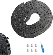 1M Length Black Plastic Cable Chains R28 (15x15mm) Bridge Open Type, Cable Carrier/Drag Chain/Wire Chain/Cable Guide for CNC Router Mill and 3D Printer, with Screwdriver, Screws