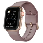 For Apple Watch Series 3,42-mm Case,Pin Buckle Silicone Watch Band,Smoked Purple
