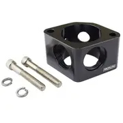 Proflow Water Neck Spacer 2 Billet Aluminium Black 2 x AN16 outlets 2 x 1/8in. NTP Ports For Chevrolet