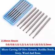 2.35mm Shank Tungsten Steel Mini Drill Bits Rotary Burr Micro Carving 0.6-2.3mm